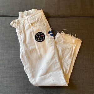 Maui and sons x Zara white denim patched jeans